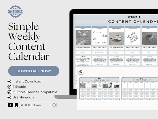 Simple Weekly Content Calendar | digitalsbytin